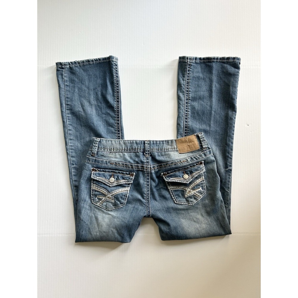 Vintage 2000s Low Rise Embroidered Distressed Jeans Y2K Grunge Mcbling